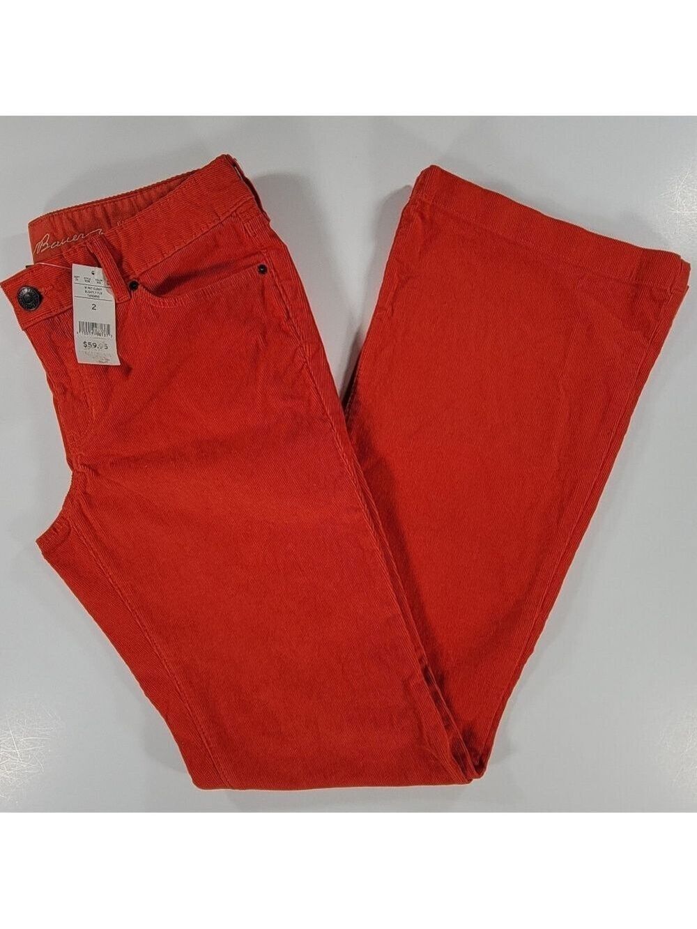 NEW Eddie Bauer Women 2 Slightly Curvy Slightly Flared Corduroy Tangerine Orange